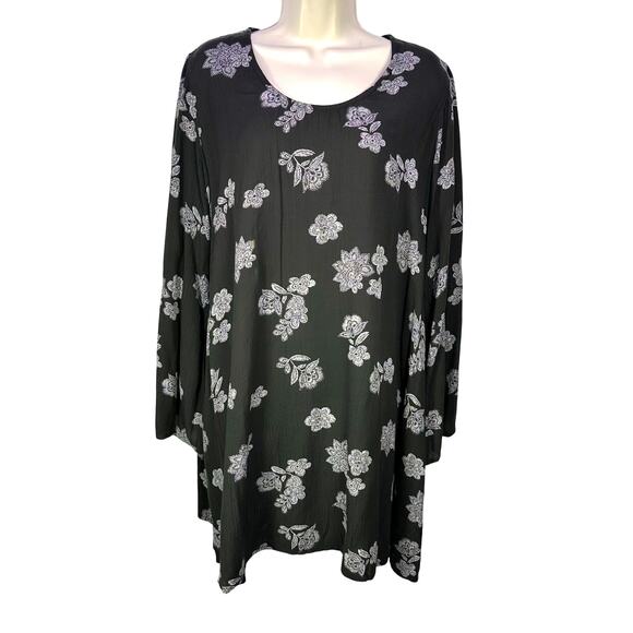 Vintage Y2k Mossimo medium dress black floral whimsygoth fairy cottage romantic - Picture 1 of 10